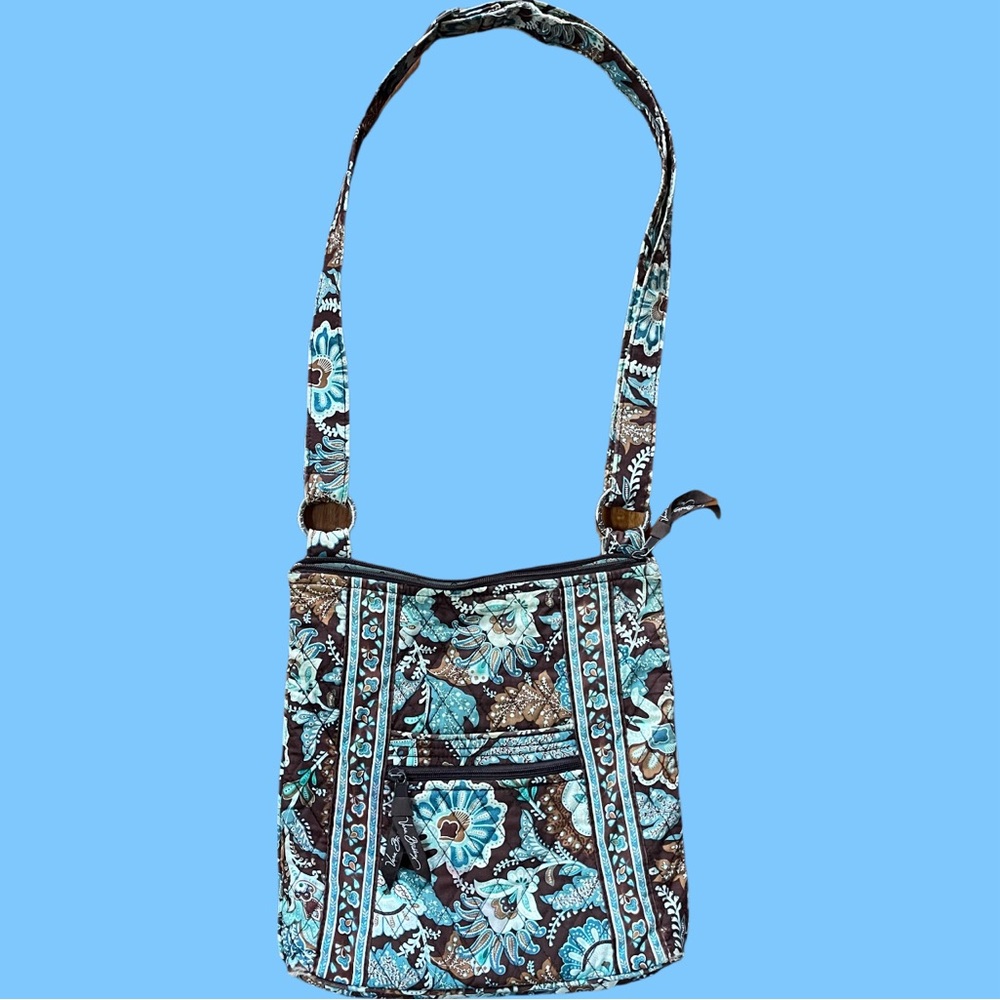 Vera Bradley Triple Zip Crossbody Tapestry Purse Shoulder Bag